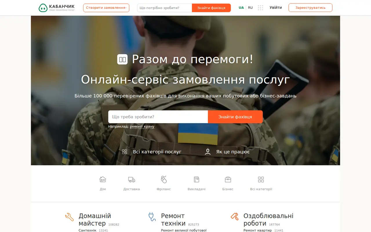 Скріншот сайту Kabanchik.ua
